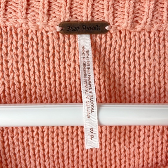 Free People Inside Out Cotton Knit Pullover Sweater in Coral - Picture 4 of 5